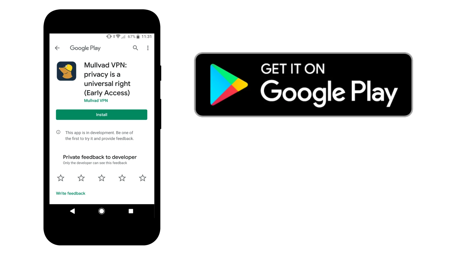 在 Google Play 上下载 Mullvad VPN